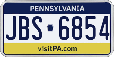 PA license plate JBS6854
