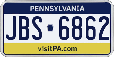 PA license plate JBS6862