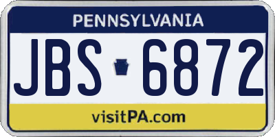 PA license plate JBS6872