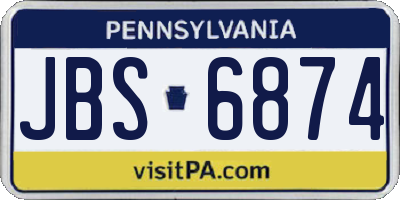 PA license plate JBS6874