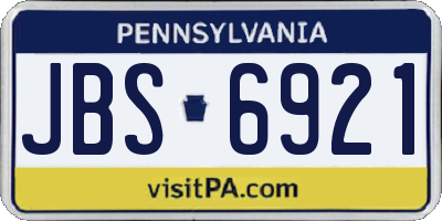 PA license plate JBS6921