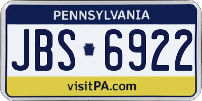PA license plate JBS6922