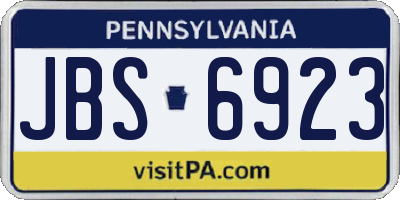 PA license plate JBS6923