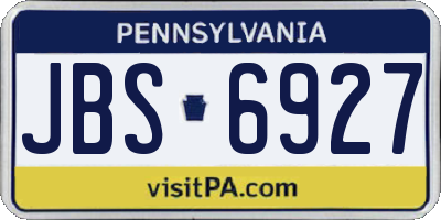 PA license plate JBS6927