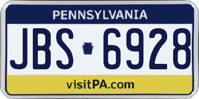 PA license plate JBS6928