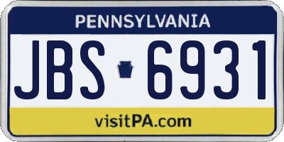 PA license plate JBS6931