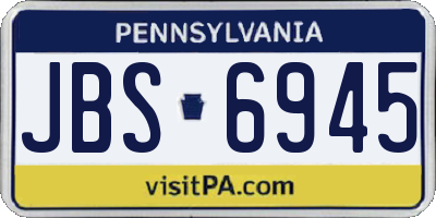 PA license plate JBS6945