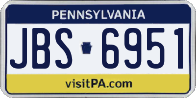 PA license plate JBS6951