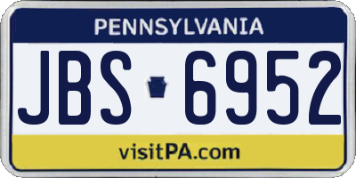 PA license plate JBS6952