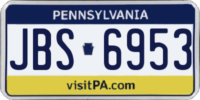 PA license plate JBS6953