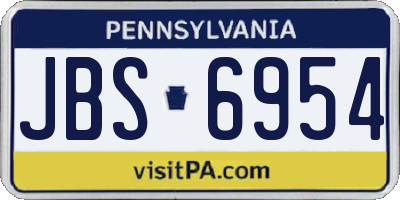 PA license plate JBS6954