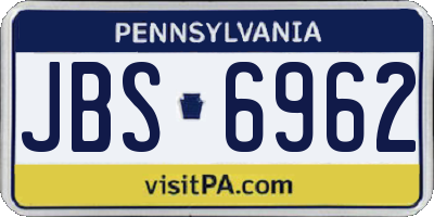 PA license plate JBS6962