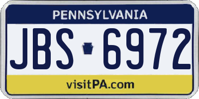 PA license plate JBS6972