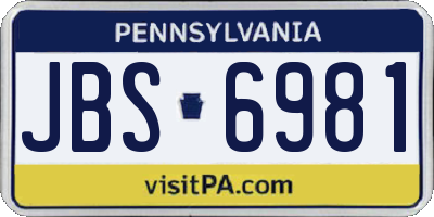 PA license plate JBS6981