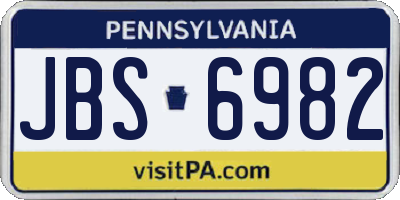 PA license plate JBS6982