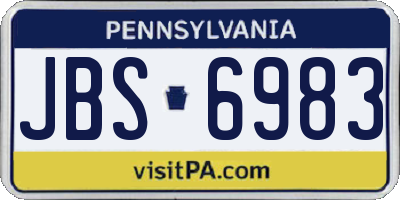 PA license plate JBS6983