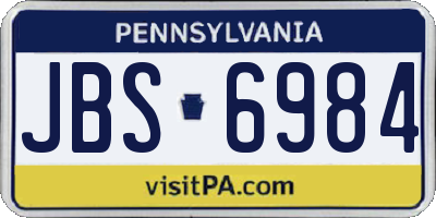 PA license plate JBS6984
