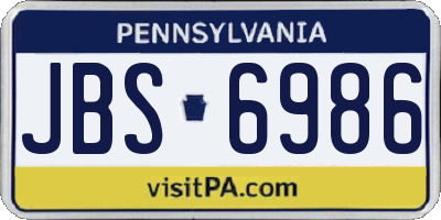 PA license plate JBS6986