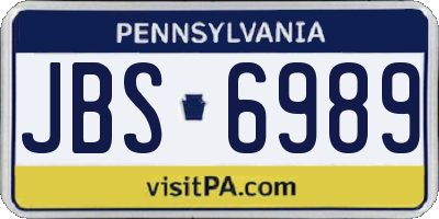 PA license plate JBS6989