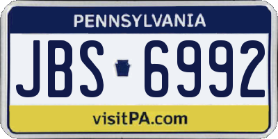 PA license plate JBS6992