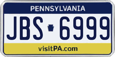 PA license plate JBS6999