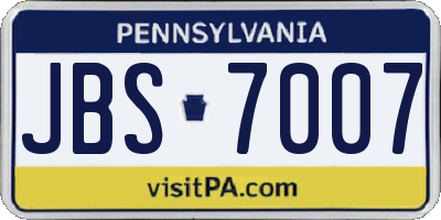 PA license plate JBS7007