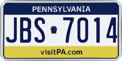 PA license plate JBS7014