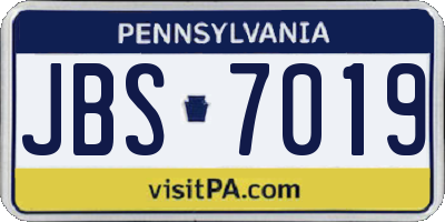 PA license plate JBS7019