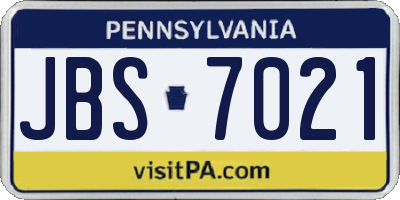 PA license plate JBS7021