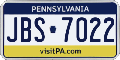 PA license plate JBS7022