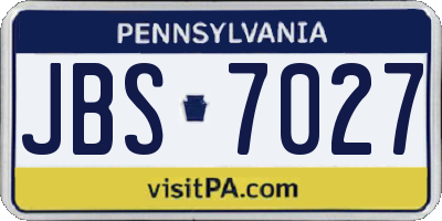 PA license plate JBS7027