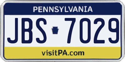 PA license plate JBS7029