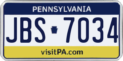 PA license plate JBS7034