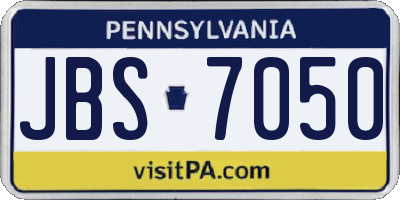 PA license plate JBS7050