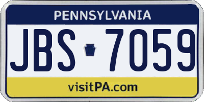 PA license plate JBS7059