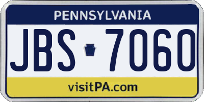PA license plate JBS7060