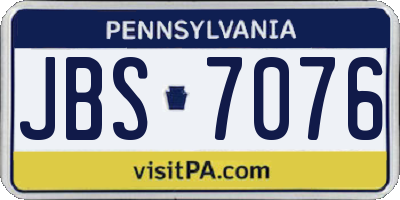 PA license plate JBS7076