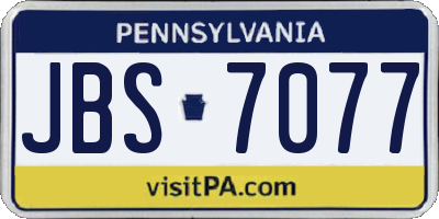 PA license plate JBS7077
