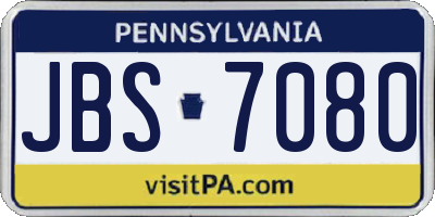 PA license plate JBS7080