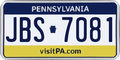 PA license plate JBS7081