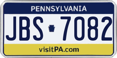 PA license plate JBS7082