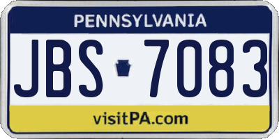 PA license plate JBS7083