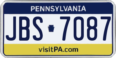PA license plate JBS7087