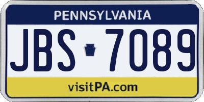 PA license plate JBS7089