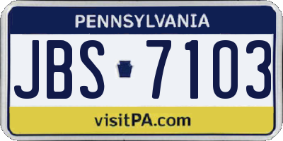 PA license plate JBS7103