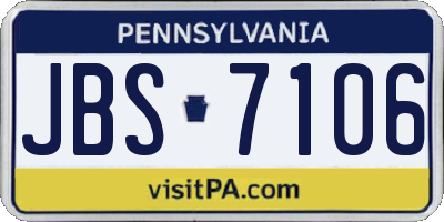 PA license plate JBS7106