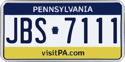 PA license plate JBS7111
