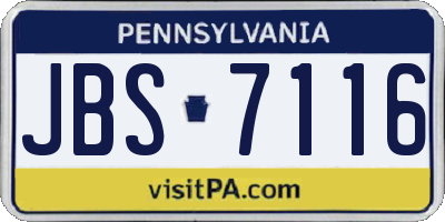 PA license plate JBS7116
