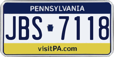 PA license plate JBS7118