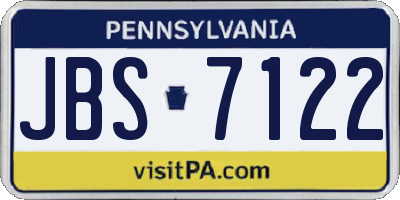 PA license plate JBS7122
